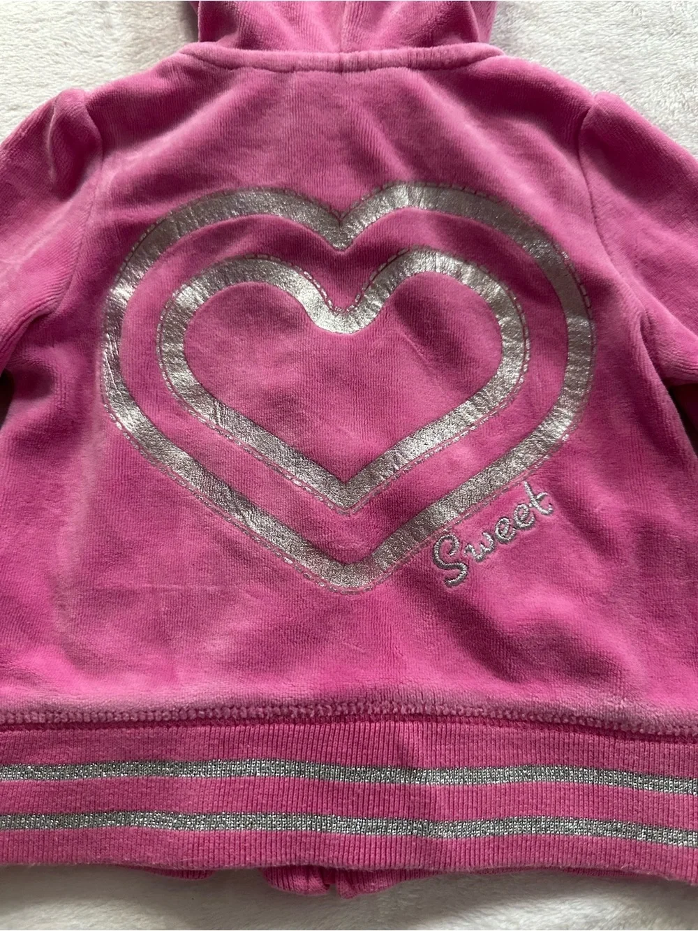 The Children’s Place Y2K Velour Full Zip Hoodie Pink Baby Girls Size 12 Months